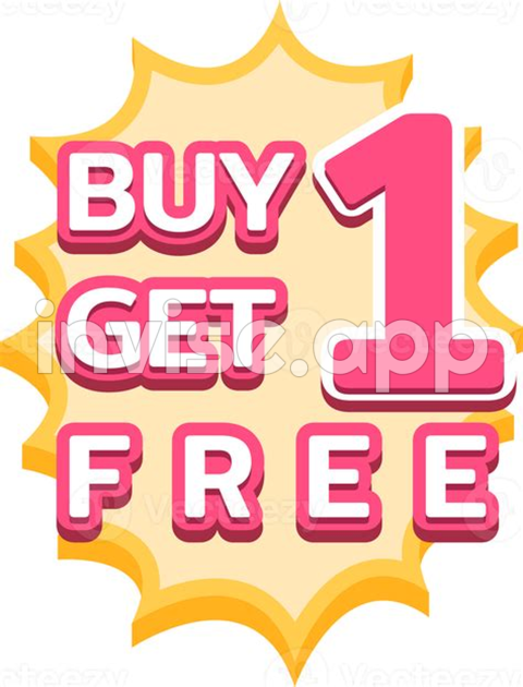 Discount Font - Buy 1 Get 1 Free, Starburst Label, Shopping Font, Promotion Label Sale