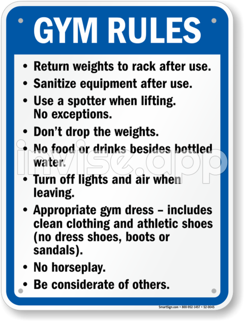 Gym Etiquette Signage - Gym Rules Fitness Center Sign Quick Delivery, Sku S2 0045