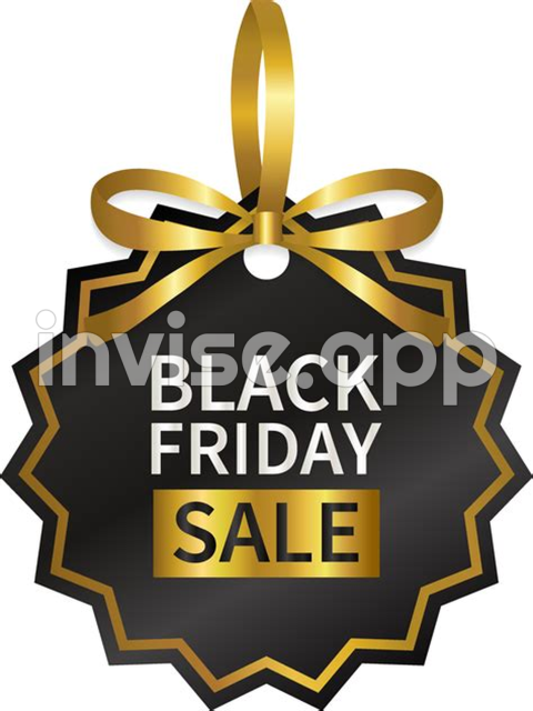 Black Friday Sale Price Tag With Gold Ribbon Design 13892342 - Friday In Black Clip Art