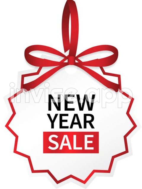 Isolate New Year Sale Promo Price Tag With Red Ribbon 13928933 - Barber Shop Template Free