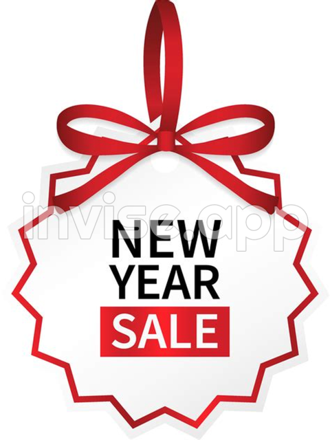 2X1 Promo - Isolate New Year Sale Promo Price Tag With Red Ribbon 13928933