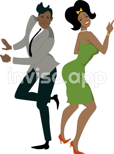 African American Dancers - 1960S 1950S Dance Twist African American Couple Dancing Clipart