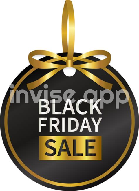 Walmart Pre Black Friday - Black Friday Sale Price Tag With Gold Ribbon Isolate 13892350