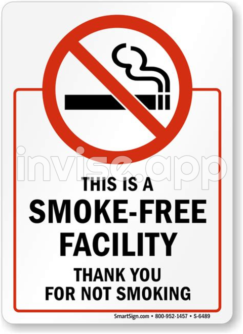 Smoke-Free Logo - Smoke Free Facility Sign 7 In X 5 In , Static Cling For Glass, Sku S 6489