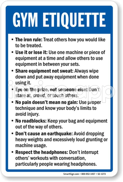 Gym Etiquettes Gym Rules Sign, Sku S2 1273 - Gym Etiquette Signage