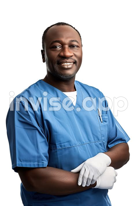 Black Man Doctor - Ai Generated Portrait Of Black Man Doctor In Medic Uniform 41450367