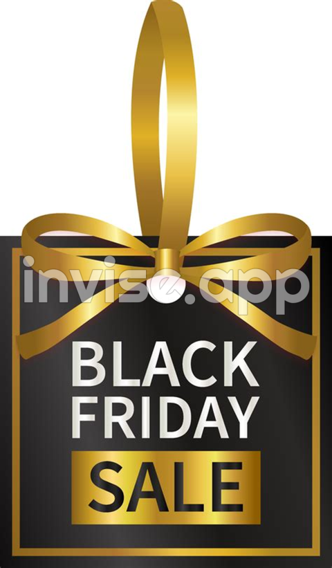 Black Friday Sale Isolate Price Tag With Gold Ribbon 13892337 - Black Friday Iphone Sale