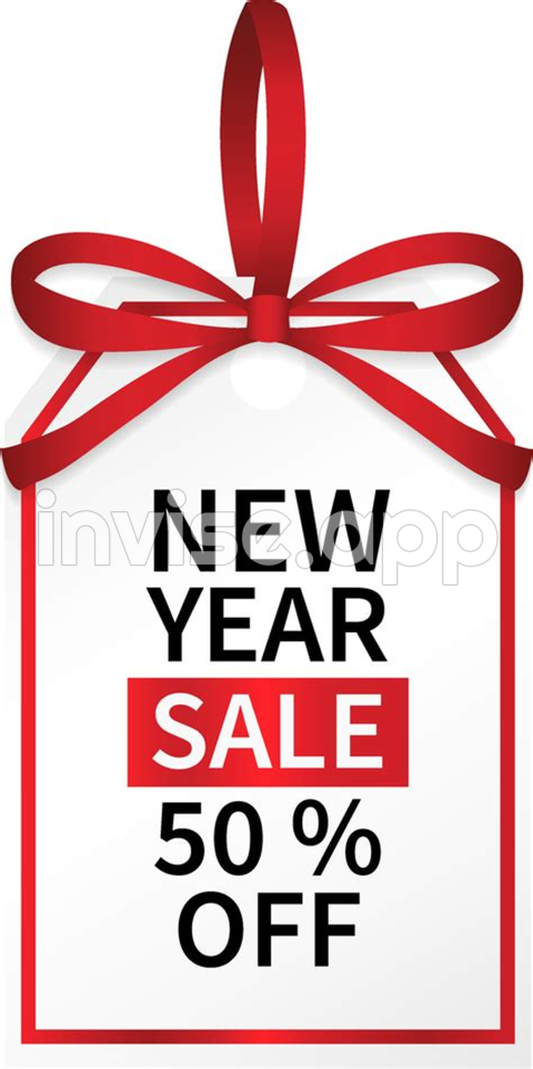 Price Tag Promo - Isolate New Year Sale Promotion Price Tag With Red Ribbon 13928930