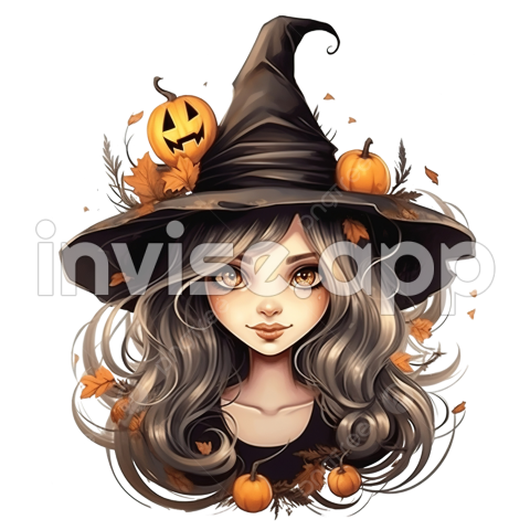 Happy Halloween Witch - Happy Halloween Greeting Card With Black Witch Illustration, Witch Broom, Witch, Halloween Witch