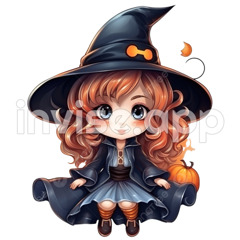 Happy Halloween Witch - Happy Halloween Pretty Little Witch Vector Illustration, Witch Broom, Halloween Witch, Witch