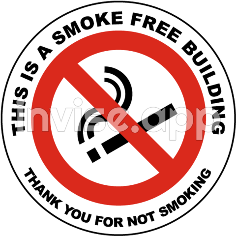 This Is A Smoke Free Building Label Claim Your 10% Discount - No Smoking In The Building Sign