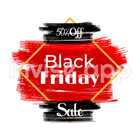 Black Friday Sale Banner Transparent With Artistic Frame Paint Splash - Funny Black Friday Sale