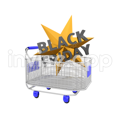 Black Friday Shopping Cart, Black Friday, Shopping Cart, 3D - Black Friday Shopping Bag And Car