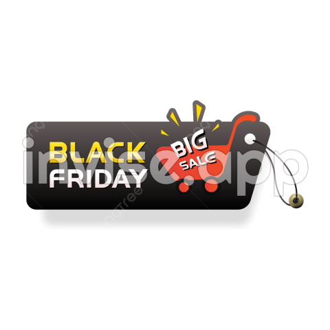 Black Friday Shopping Art - Black Friday Shopping Cart Tag, Black Friday, Promotion, Label And