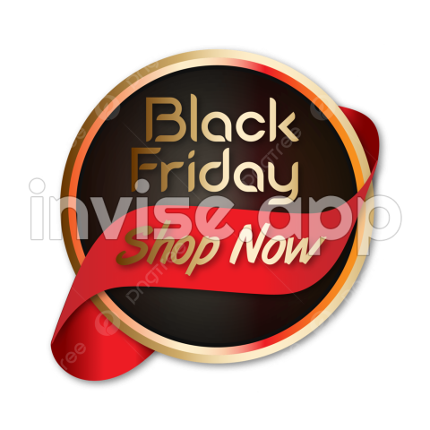 Pre Black Friday - Decorative Black Friday Ring Element Transparent With Red Ribbon, Black