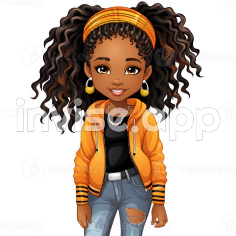 Natural Black Girls Drawings - Linda Rastas Negro Nina Clipart Ai Generativo 27237017