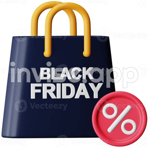 Black Friday Shopping - Black Friday Shopping Bag 3D Rendering Isometric Icon 13363964