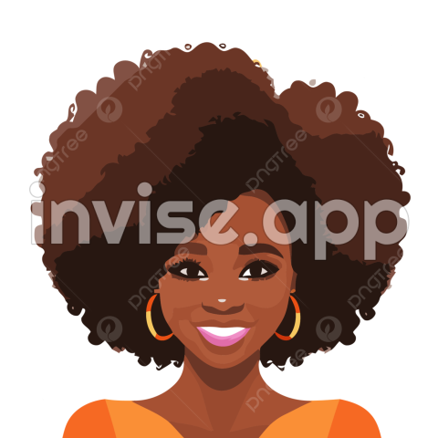 Wanita Afro, Stiker Clipart Wanita Kulit Hitam Dengan Kartun Vektor - Black Women Afro Clip Art