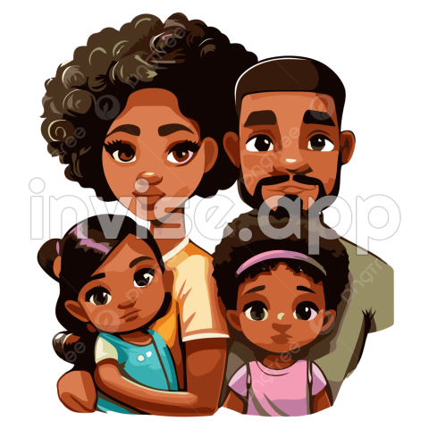 Happy Black Family Clipart - African American Family Clip Art