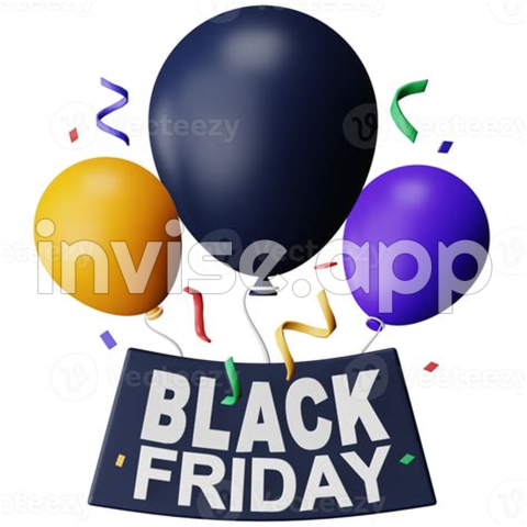 Black Friday Balloon - Black Friday Balloons 3D Rendering Isometric Icon 13363960