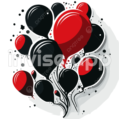 Red And Black Balloons - An Illustration Of Red And Black Balloons On A White Surface Vector