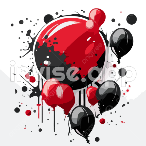 Black Splat Clipart , Vector, Psd, And Clipart With Transparent - Red And Black Balloons