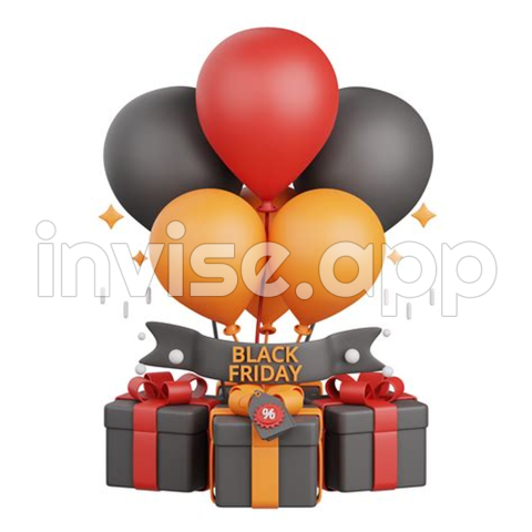 Black Friday Balloons - 3D Rendering Balloon Black Friday Sale Isolated Useful For Sale