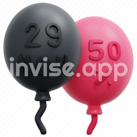 Balloons, Black, Friday, Sales, Commerce, Shopping, Notifications 3D - Balloon Flower Black Friday