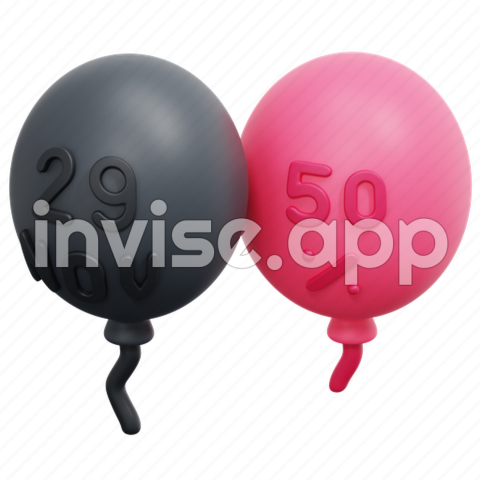 Black Friday Balloons - Balloons, Black, Friday, Sales, Commerce, Shopping, Discount 3D