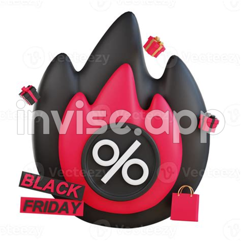 Black Friday Icon - 3D Black Friday Icon 14972870