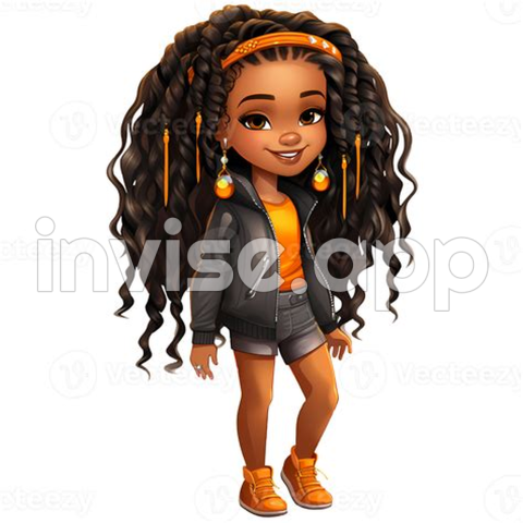 Black Girl Clipart - Cute Dreadlocks Black Girl Clipart Ai Generative 27237014