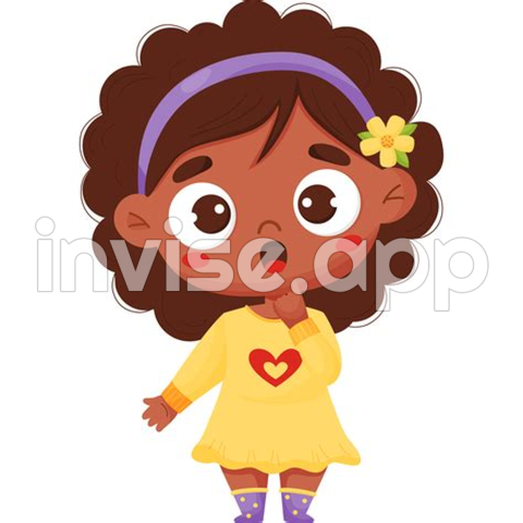 Black Girl Clipart - Surprised Black Girl Character Emotion 15116034