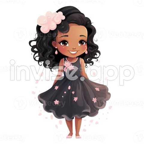 Black Baby Girl Clip Art - Cute Black Baby Girl Clipart Illustration Ai Generative 27238159