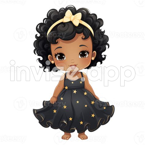 Black Baby Girl Clip Art - Cute Black Baby Girl Clipart Illustration Ai Generative 27238163