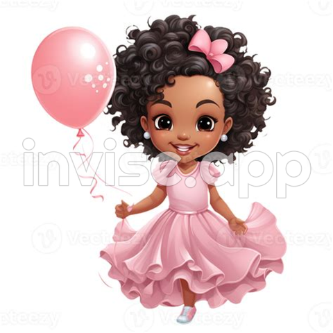 Black Baby Girl Clip Art - Cute Black Baby Girl Clipart Illustration Ai Generative 27238168