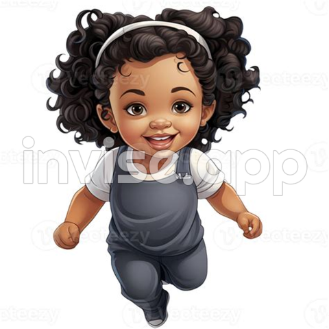 Black Baby Girl Clip Art - Cute Black Baby Girl Clipart Illustration Ai Generative 27238174