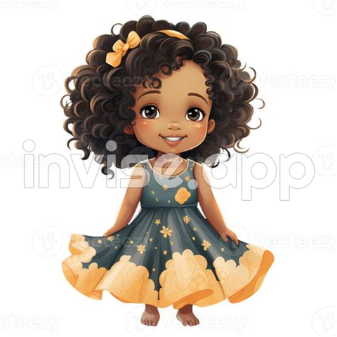 Cute Black Baby Girl Clipart Illustration Ai Generative 27238158 - Happy Black Baby Girl