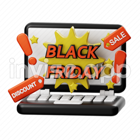 Black Friday Computer Deals - Black, Friday, Laptop 3D Illustration Download On Iconfinder