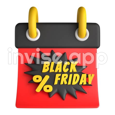 Black Friday Calendar Icon 3D 12872331 - Black Friday Week Icon