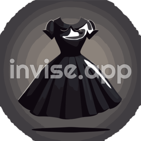 Black Dress Vector, Sticker Clipart Black Dress With A Bow Cartoon - Black Silk Dress