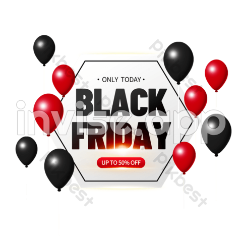 Black Friday Promotion - Hexagon Black Friday Promotion Tags And Balloons Images Psd Free