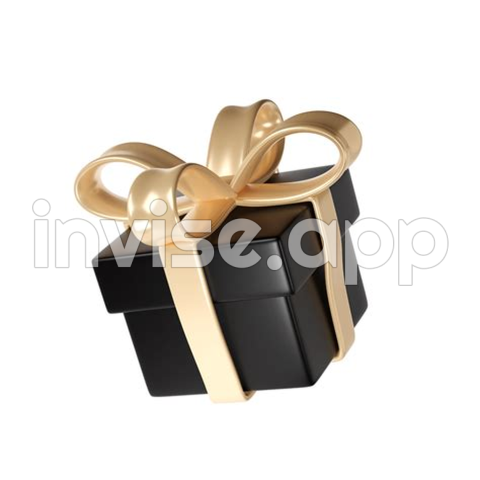 3D Black Friday Gift Box Icon With Golden Ribbon Bow Transparent - Black Friday Purchase