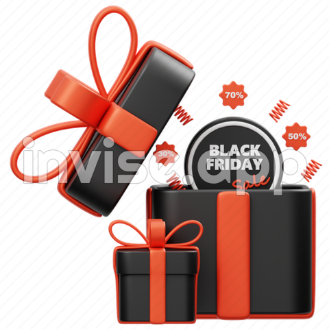 Black Friday Gift - Gift, Black Friday, Sale, Business, Discount, Shopping, Ecommerce 3D