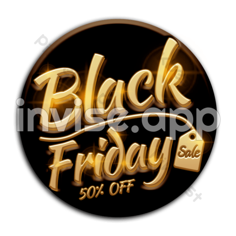 Black Friday Black Gold Round Label Images Psd Free Download - Black Friday Gold