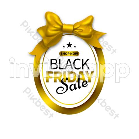 Black Friday Gold - Black Friday Gold Ribbon And Gradient Border Label Images Psd