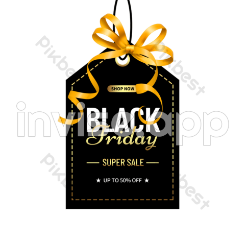 Black Friday Gold Ribbon Black Label Images Psd Free Download - Original Black Friday