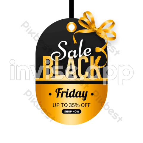 Black Friday Gold - Black Friday Gold Ribbon And Writing Oval Tag Images Psd Free