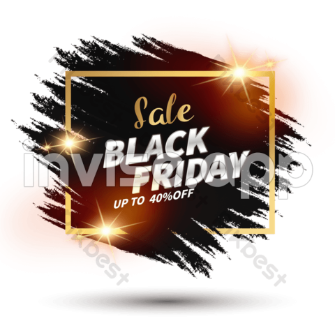 Paintbrush Effect Black Friday Gold Border Images Psd Free - Black And Gold Advertising Banner