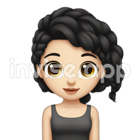 Cute Girl Blackstock - Girl Cute White Black Hair Ai Emoji Generator