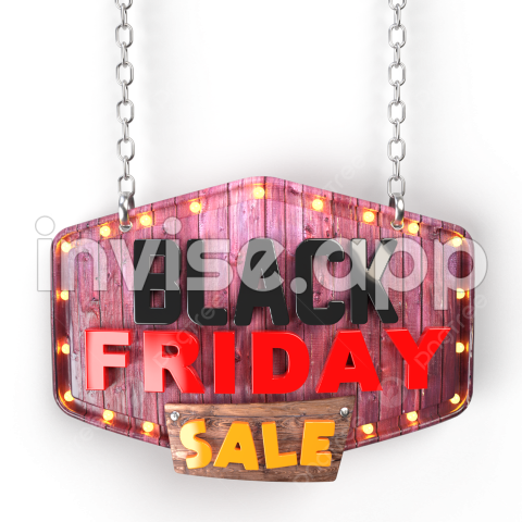 Ilustracion 3D Del Cartel De Madera De Neon Del Viernes Negro - Black Friday Neon Art